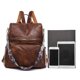 thumbnail image 4 of Mochila de gran capacidad antirrobo de piel sintética suave con textura, mochila escolar sencilla que combina con todo, 4 of 5
