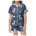 thumbnail image 1 of MEZZALL Pyjama Imprimé Mignon pour Filles Manches Courtes Boutonné Shorts Ensemble de Maison Tendance, 4-5 Ans, 1 of 6