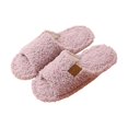 thumbnail image 4 of XFeng Women’s Open Toe Fuzzy Slide Slippers, Solid Faux Fur Soft Plush House Slippers, Non‑Slip Indoor Bedroom Slippers, 4 of 5