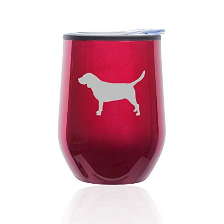 

Stemless Wine Tumbler Coffee Travel Mug Glass with Lid Beagle (Fuchsia)
