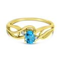 thumbnail image 6 of 14k Yellow Gold Oval Blue Topaz And Diamond Curve Ring, 6 of 6