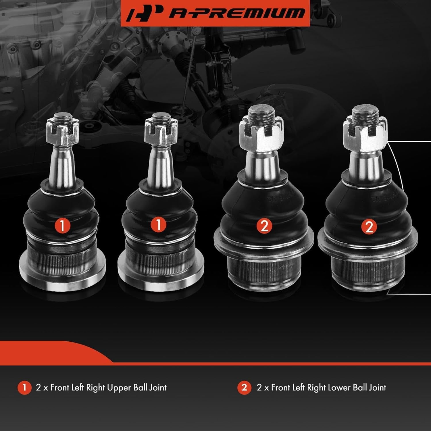 A-Premium 4Pcs Front Upper Lower Ball Joint Kit Compatible with Chevrolet Silverado 1500 Tahoe Suburban Express 2500 GMC Yukon Sierra Cadillac Escalade Fits select: 2000 CHEVROLET SILVERADO C1500
