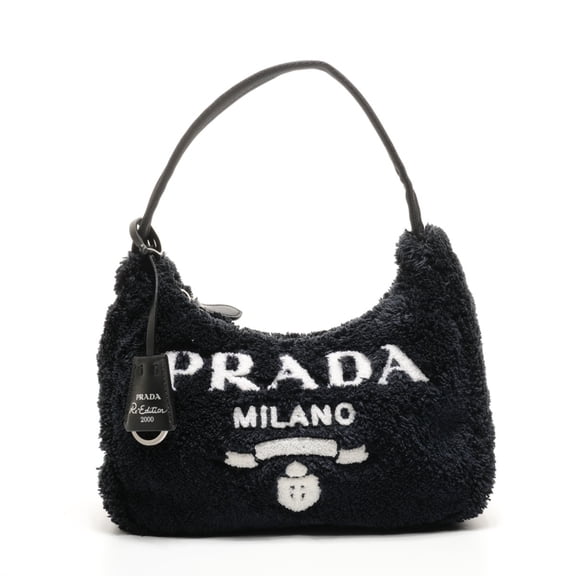 Pre-Owned Prada Terry Mini 2000 Re-Edition Hobo Handbag in Black