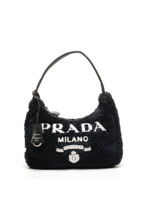 Pre-Owned Prada Terry Mini 2000 Re-Edition Hobo Handbag in Black