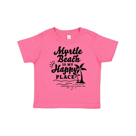 

Inktastic Myrtle Beach is My Happy Place with Palm Trees Gift Toddler Boy or Toddler Girl T-Shirt