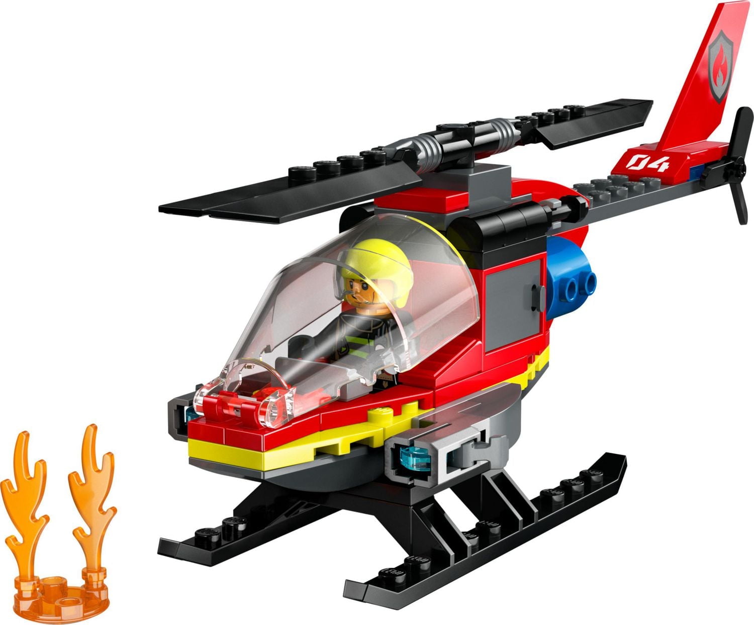 LEGO City Fire Rescue Helicopter Toy, Building Set with Firefighter Minifigure Pilot Toy, Fun Gift or Pretend Play Toy for Boys, Girls and Kids Ages 5 and Up, 60411, Includes 85 Pieces, Ages 5+