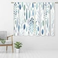 thumbnail image 3 of Blue Leaf Floral Small Kitchen Curtains Plant Window Treatment Tropical Herb Rod Pocket Cafe Short Window Curtains for Bathroom Dining Laundry Room Botanical Treatment Drapes 27.5x39 inch, 3 of 6