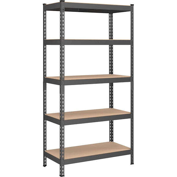 Estantería de Almacenamiento de 5 Niveles, Montaje sin Tornillos, Estantes Ajustables, 45 x 90 x 180 cm, Marrón Rústico y Negro MGLR450BZ02.