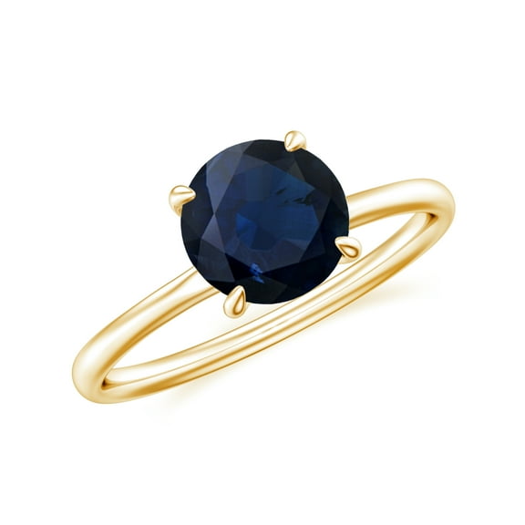1.5 CT Natural Blue Sapphire Solitaire Ring for Women in Sterling Silver / Yellow Gold Plated| September Birthstone, Birthday, Engagement, Wedding Jewelry Gift Ring Size 5