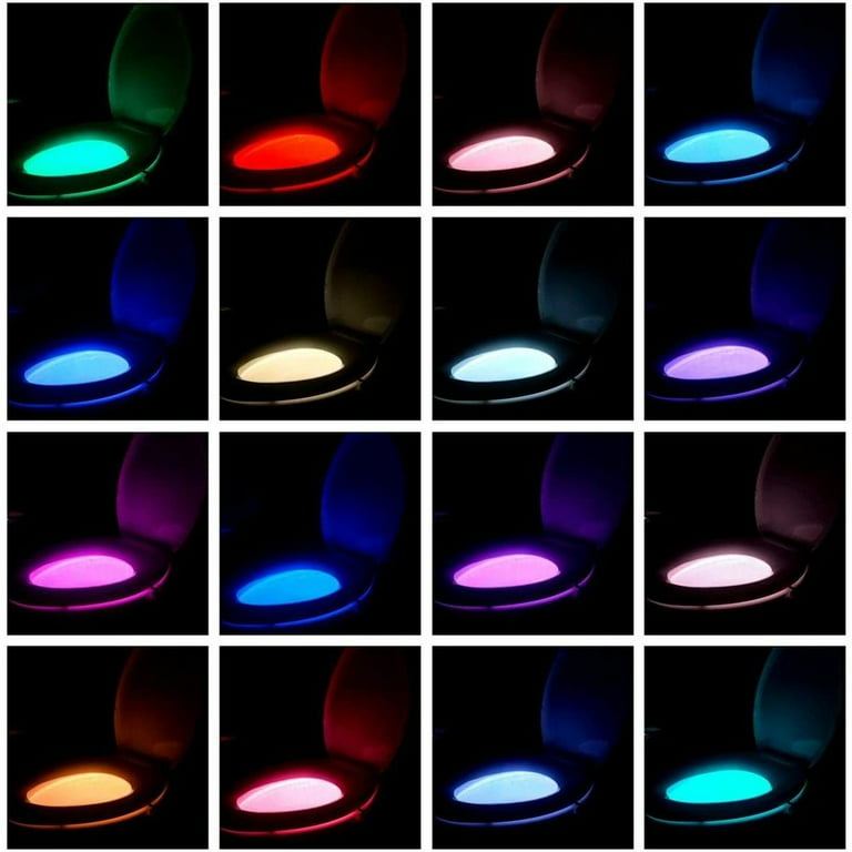 2 Pack 16 Color Change Night Toilet Light LED Motion Sensor Toilet