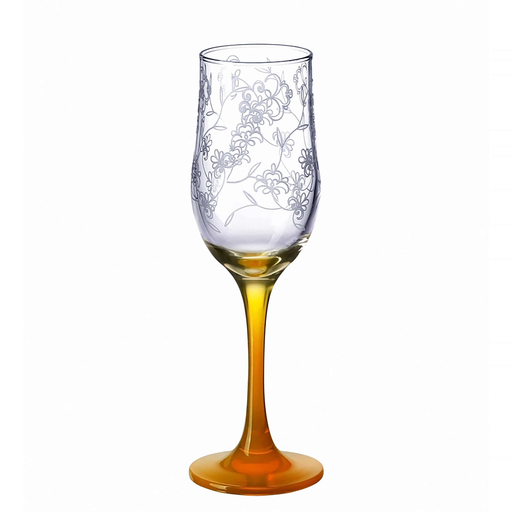 STP GOODS Рrimavera Wine Glass Set of 6 pcs 6.8 fl oz (200 ml) Floral Bar Glasses for Red and White Wine Glass Wine Goblets with Multicolored Stems Champagne Flutes, Clear