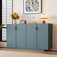 thumbnail image 2 of Atumon Credenza with 4 Doors, Wood Buffet Cabinet, Storage Cabinet with Adjustable Shelves, Modern Accent Cabinet for Entryway Hallway Living Room, 59.8"L x 15.7"W x 33.4"H, Light Blue, 2 of 10