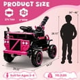 thumbnail image 7 of 24V Ride on Toy 3 Seater, Powered Ride on Car Truck with Built-in Water Gun, Kids Electric Car with Remote Control, 4 Wheelers with Bluetooth/MP3/LEDlights, Pink, 7 of 7