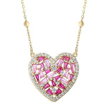 Brilliance Fine Jewelry Women's Sterling Silver 14kt Gold Plated  Heart Pendant, 18" Chain