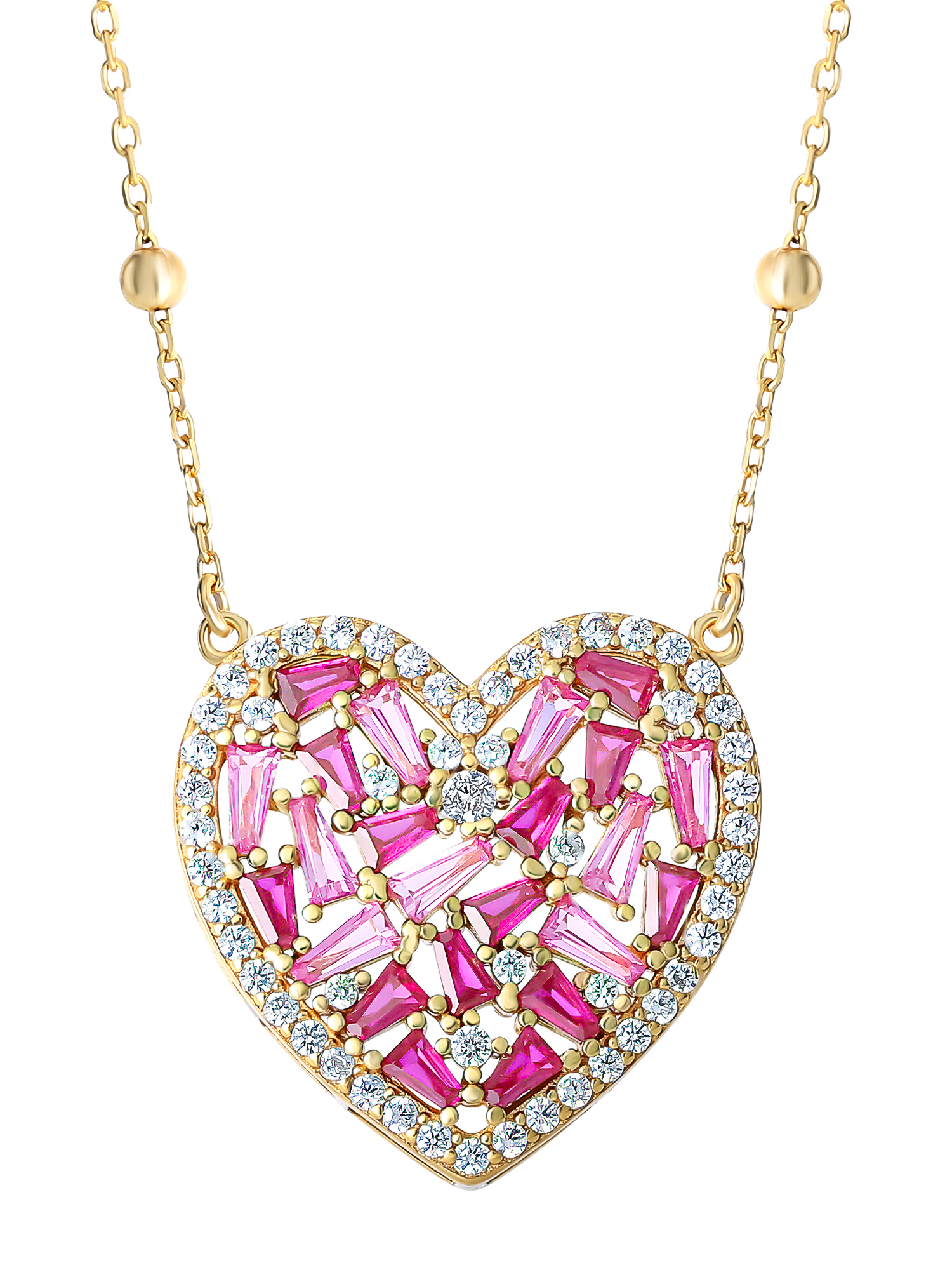 Brilliance Fine Jewelry Women's Sterling Silver 14kt Gold Plated Heart Pendant, 18" Chain
