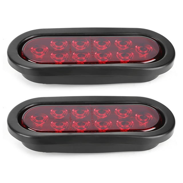 Aramox Side Marker Lamp, 2Pcs 10LED Side Marker Light 6in Red Oval Waterproof Truck Taillight Mounted