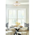 thumbnail image 3 of Kira Home Chloe 15" Gold Semi-Flush Mount Ceiling Light, White Fabric Drum Shade, Hanging, Glass Diffuser, Warm Brass, 3 of 7