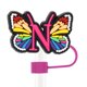 thumbnail image 1 of Tapón de paja a prueba de polvo con forma de mariposa y letras de 10 mm, hebilla decorativa creativa de paja de dibujos animados, tapón de paja de plástico suave de PVC, 1 of 6
