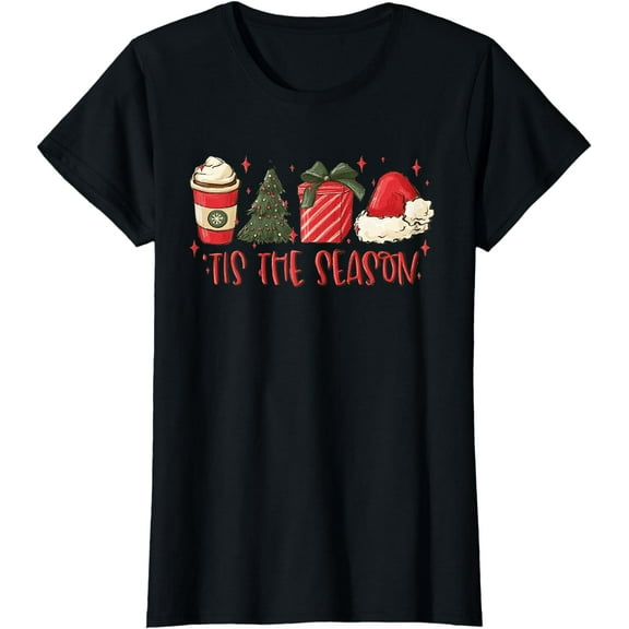 Tis The Season Christmas Coffee Lover Santa Claus Xmas Gifts T-Shirt