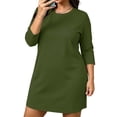 thumbnail image 2 of Plus Size Women's 3/4 Sleeve Nightgown Round Neck Mini Sleep Dresses Fall Casual Loose Loungewear Dress L-5XL, 2 of 6