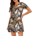 thumbnail image 1 of Fotbe Cut Cats Bata de Dormir para Mujer con Estampado, Camisón de Algodón de Manga Corta, Ropa de Dormir Casual, 1 of 6