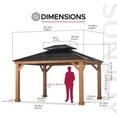 thumbnail image 3 of Sunjoy 11' X 13' Cedar Framed Wood Gazebo with Black Double Steel Hardtop Roof Permanent Canopy for Garden, Backyard Shade, 3 of 13