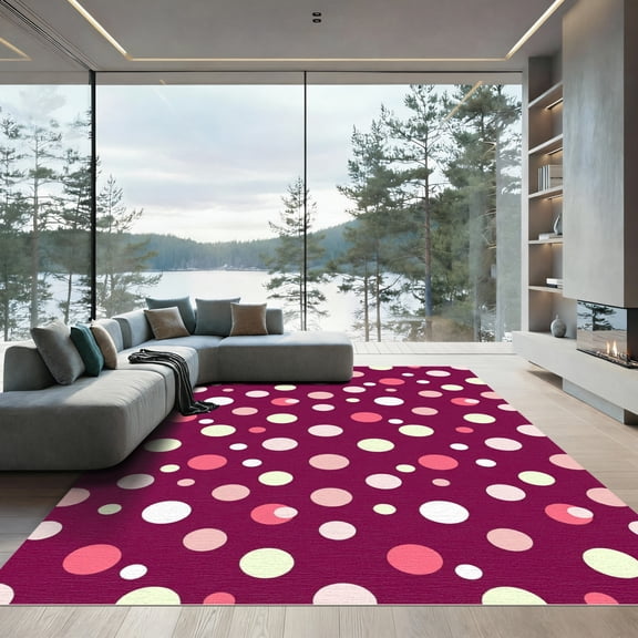 ODIKA 4'x6' Machine Washable Non-Slip Area Rug, Graphic Dark Pink High Traffic Rug, Pink, 1276608