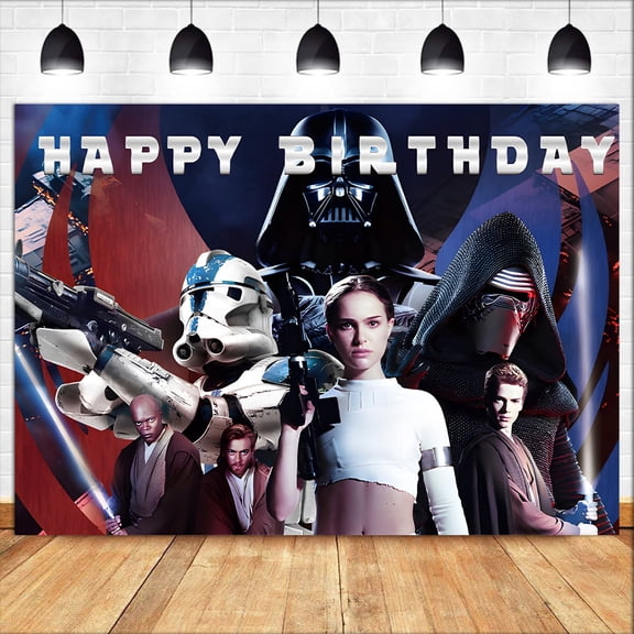 Cartoon Star Anime Wars Birthday Backdrop Banner Party Supplies Happy Birthday Party Decorations 35''×30''