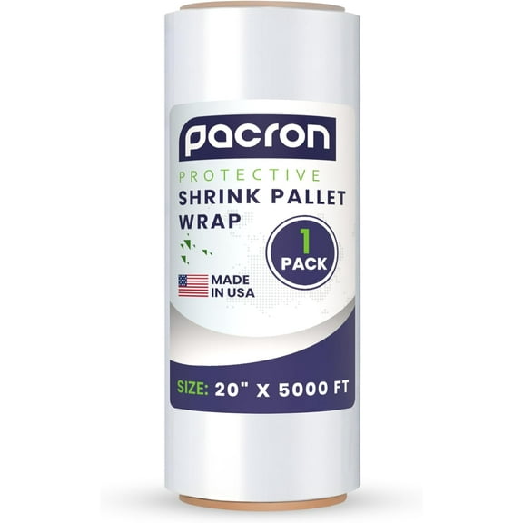 Stretch Film Machine Wrap – 20" x 5000FT, 80 Gauge – Industrial Heavy-Duty Clear Shrink Wrap for Pallets, Packing, Shipping, and Moving – Tear-Resistant & High-Clarity Film (1 Roll)