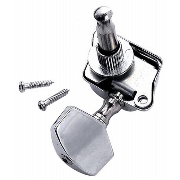 6 Pcs Guitar Tuning Pegs for Electric, Folk, and Acoustic Guitars - Semi-Closed Machine Heads, Silver