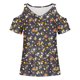 thumbnail image 3 of Tops de Hombro Frío para las Mujeres Floral Impresión Off Hombro Manga Corta V-Cuello Blusa, Top de Verano Casual, 3 of 4