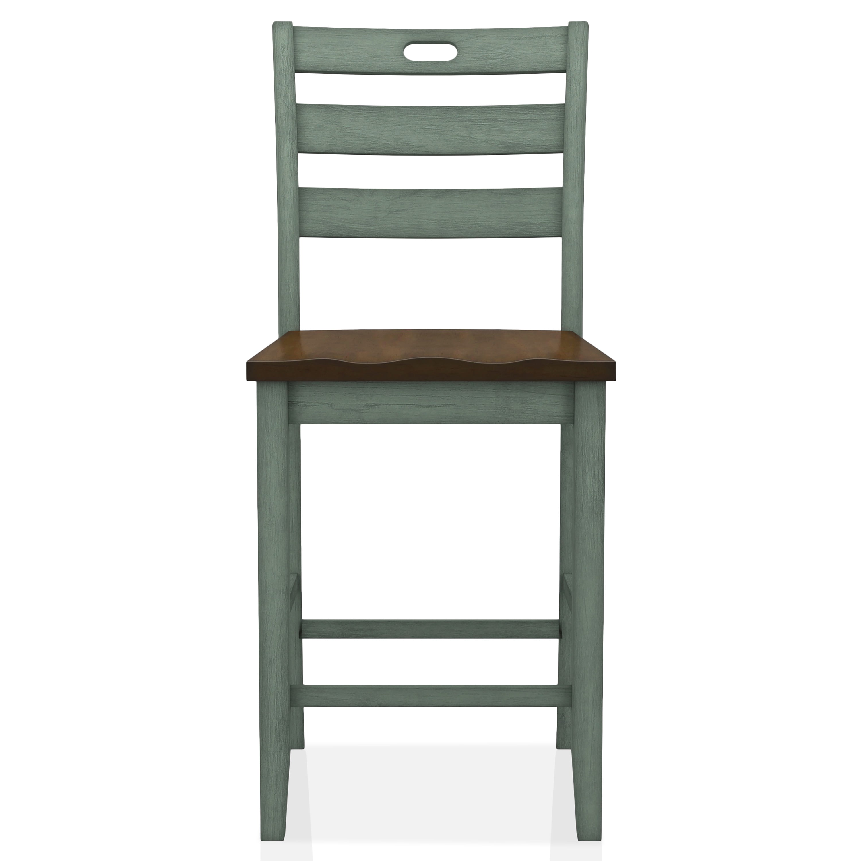 Furniture of America Donia Wood Counter Chair- Set of 2, Antique Green