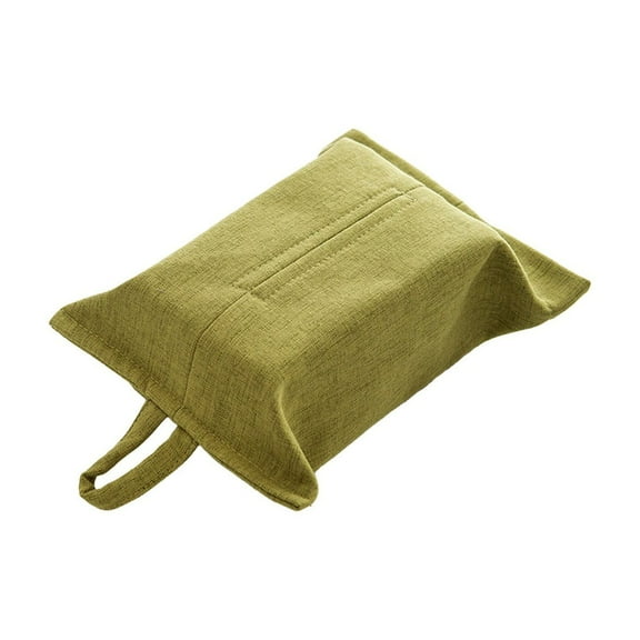 Btomtd Solid Color Fabric Tissue Box Cover with Hanging Rope Concise Style Tissue Box Holder for Living Room Home Desktop Car Drawer, Green