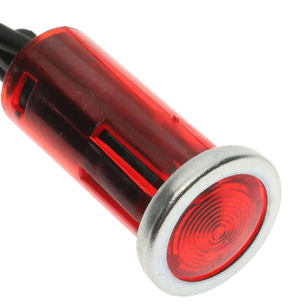 KarParts360 Indicator Light | Plastic, Metal | Red, Silver Color | 1/2 Inches Round Hole Switch Mounting Type | Wire Lead Terminal | Splice On Attachment Method | Round Connector