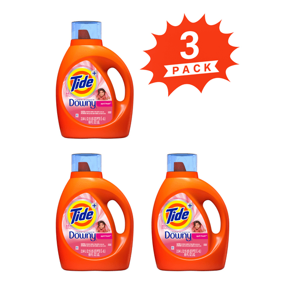 Tide Downy April Fresh Liquid Laundry Detergent (Pack 3) - 132 Loads, 207fl