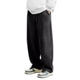 thumbnail image 2 of Men's Solid Color Corduroy Trousers, Casual Fashion Straight Leg Pants for Fall, Winter, Christmas and Daily Retro Style,Black,XL, 2 of 6