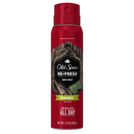 (2 Pack) Old Spice Fresher Timber Scent Body Spray for Men, 3.75