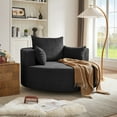 thumbnail image 4 of CASEMIOL 360° Swivel Accent Chair for Living Room, Modern Accent Chairs with 3 Removable Pillows, Round Barrel Sofa Chair with 36.5" Seat Depth, Comfy Reading Chair, Black, 4 of 10