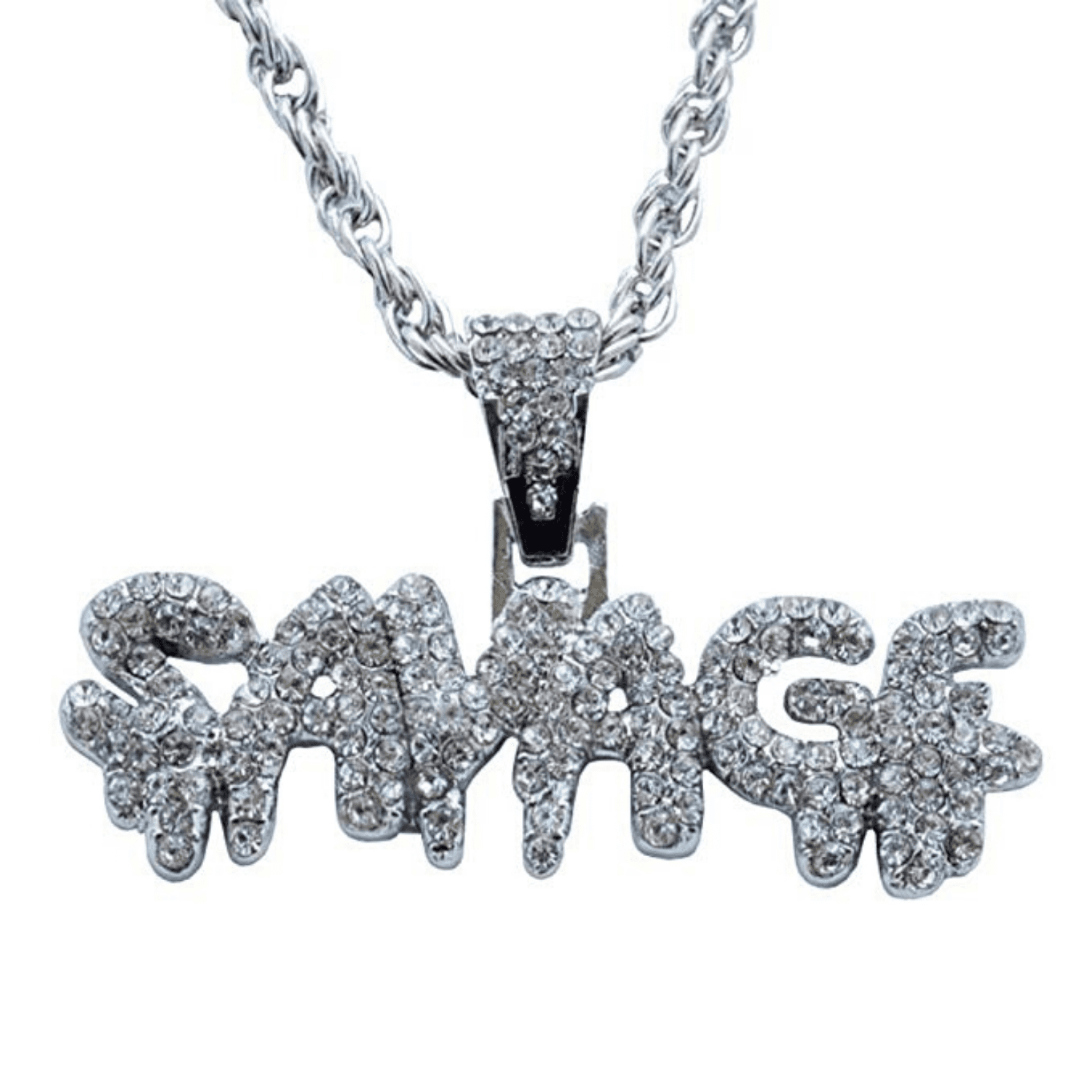 Ice City Iced Savage Bling Dripping Letters Pendant Men's Fashion