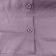 thumbnail image 6 of Womens Tops Fashion Solid Color Lapel Button Short Sleeve Casual Linen Top Summer T-Shirt Purple M, 6 of 6