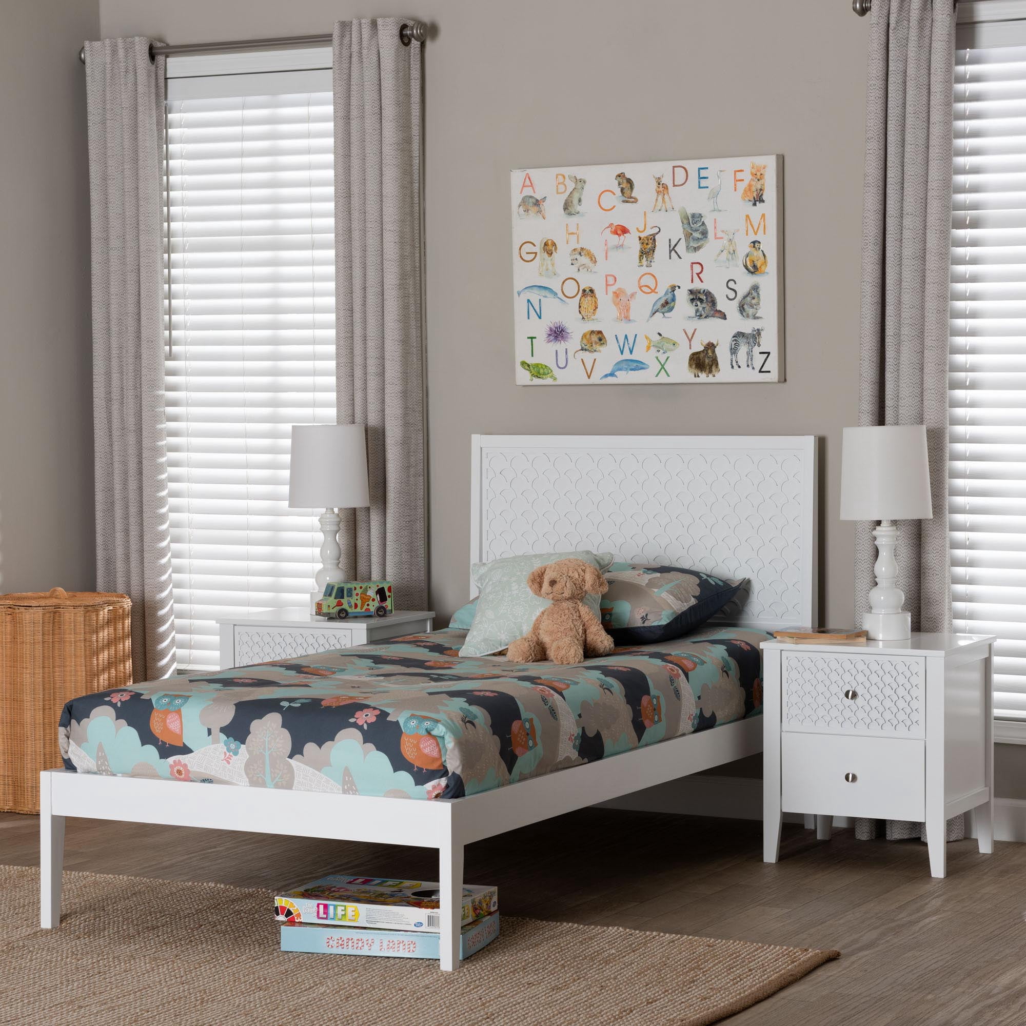 Baxton Studio Lara Modern Bedroom Set, 3-Piece, Twin, White