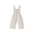 thumbnail image 1 of Baby Girl Rompers Ruffle Sleeveless Plaid Print Smocked Jumpsuit Pants, 1 of 7