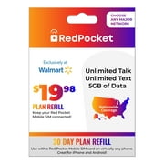 Red Pocket Mobile $19.98 e-PIN Top Up (Email Delivery)