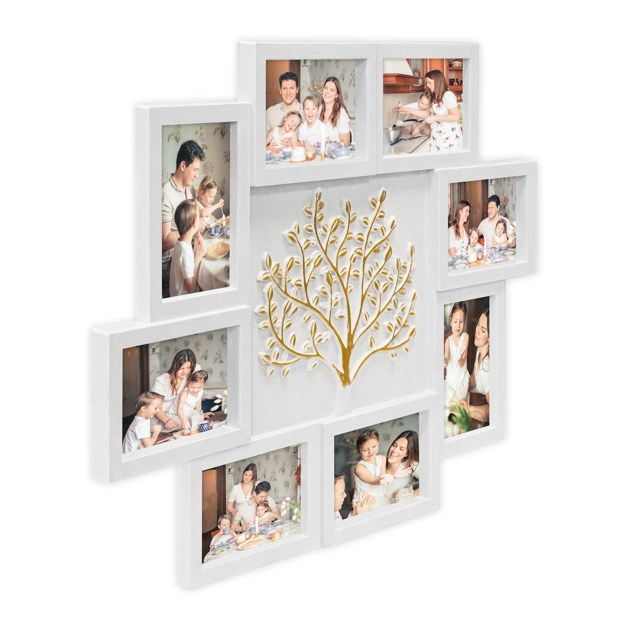 8-Opening White Collage Photo Frame - Multi-Decor Wall Display for Home, Family, and Friends