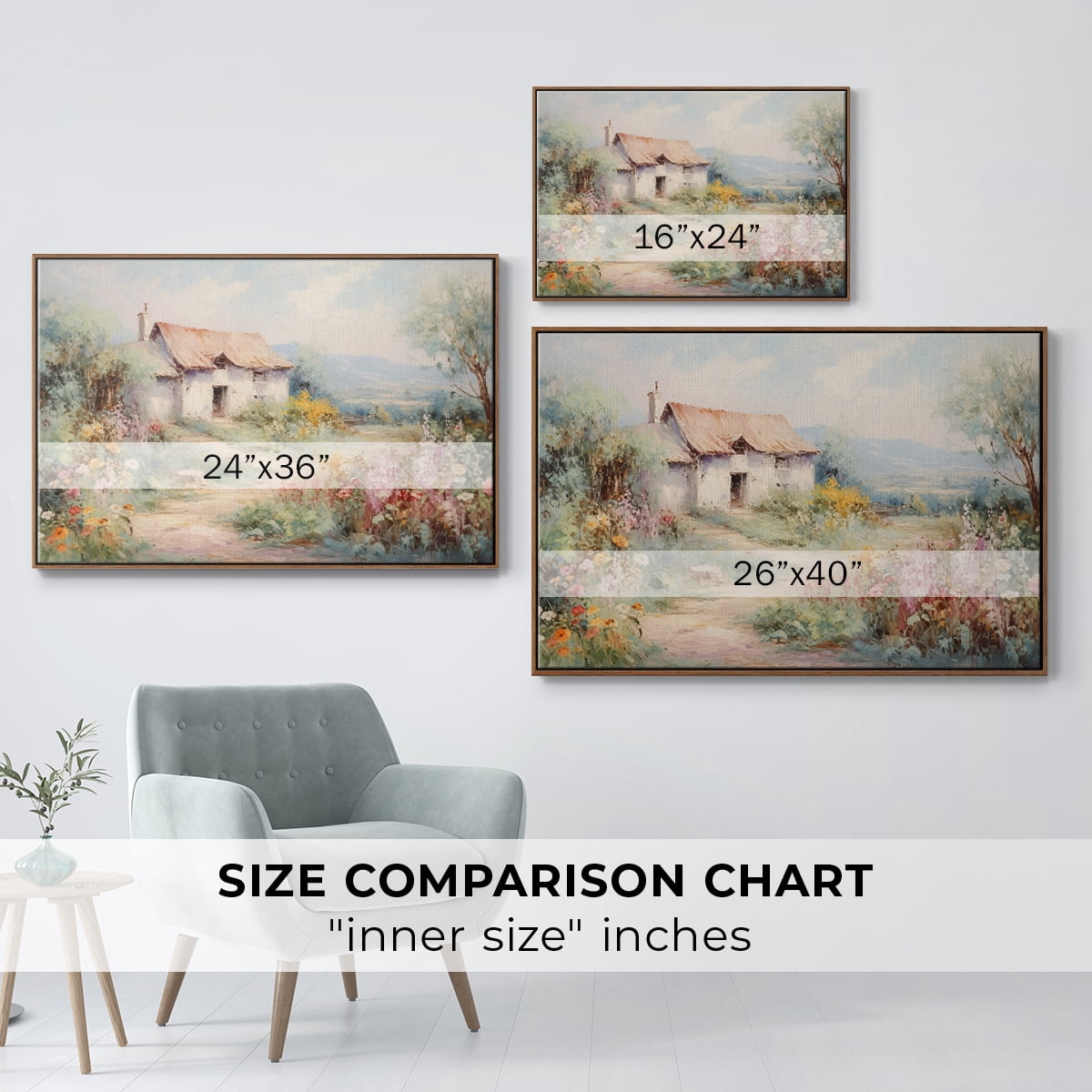 Vintage Landscape-CCLVIII By Wexford Home Framed in Walnut Wood Gallery Wrapped Canvas 17 in. x 25 in.