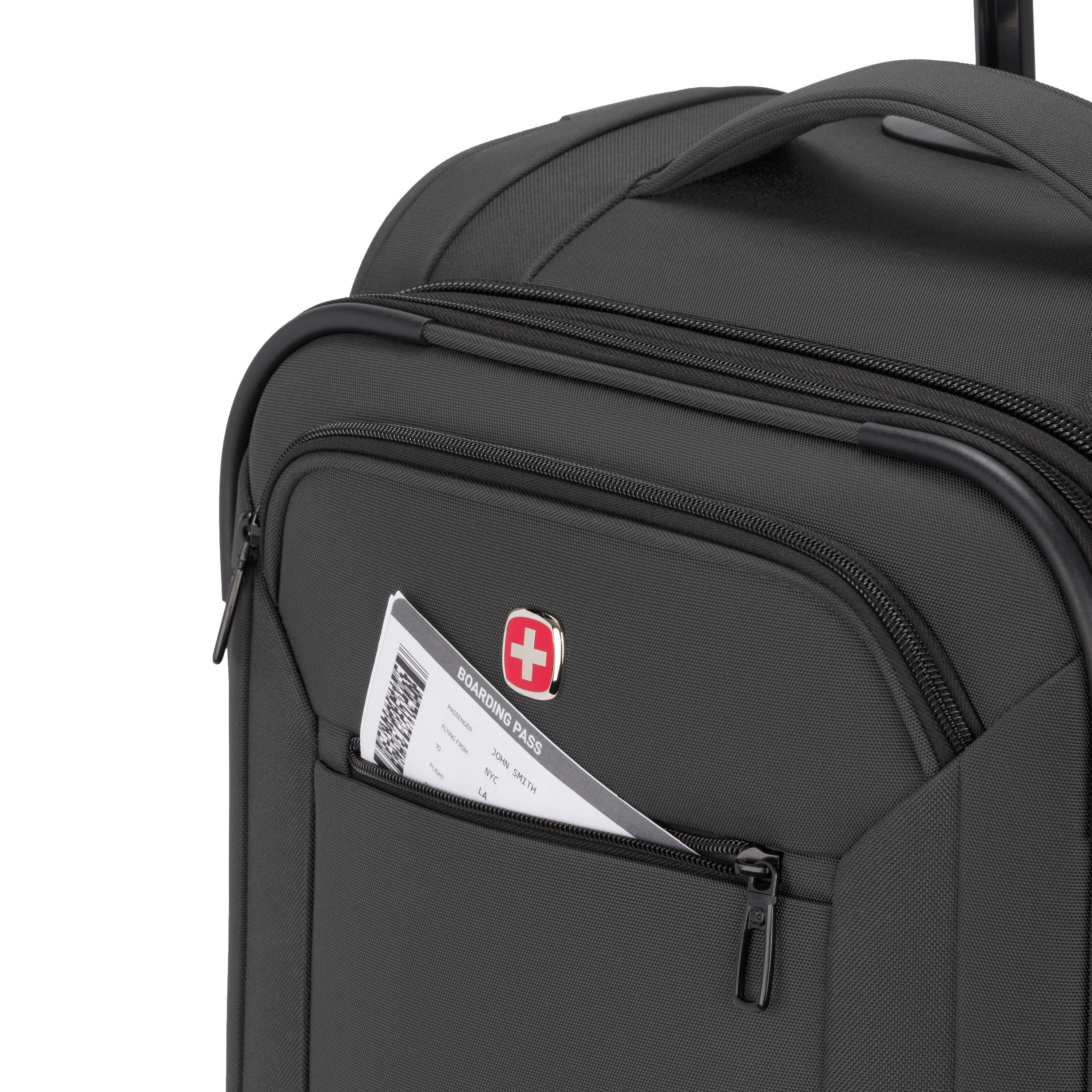 SWISSGEAR Stride 3-Piece Expandable Spinner Luggage Set, Dark Gray, with 8 Wheels and Built-in TSA Lock