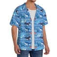 thumbnail image 2 of Rateoe Blue Fish Pattern Men's Short Sleeve Classic Shirt, Casual Short-Sleeved Shirt, Lightweight Summer Shirt, Cuban Collar Shirt,Button-Front Shirt-Large, 2 of 5