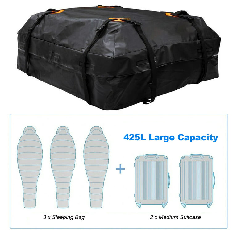 Carevas Waterproof Cargo Bag Car Roof Cargo Carrier Universal Luggage Bag Storage Cube Bag for Travel Camping, Men's, Size: Large, Black