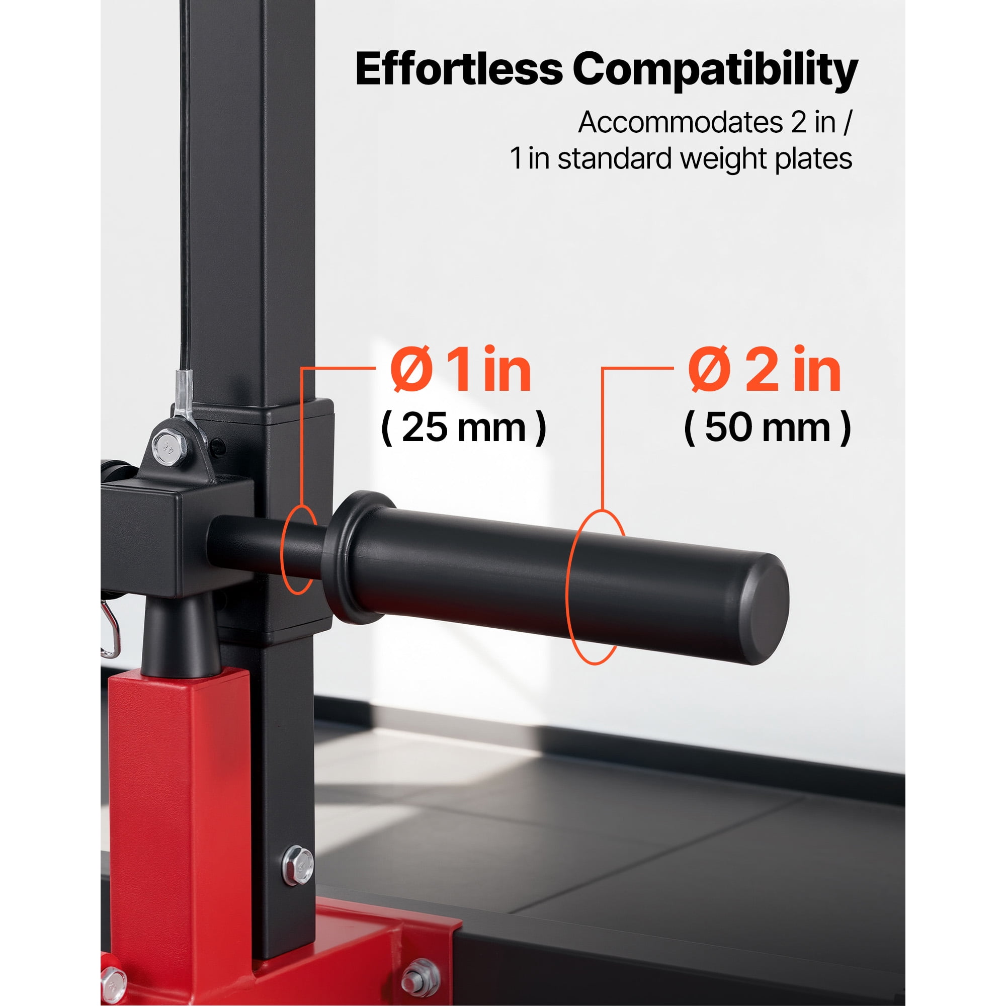 KFFKFF 2-in-1 LAT Pull Down and Row Machine, Adjustable Cable System for Home Gym, Features 3-Level Seat and 4-Level Foam Roller, Supports Up to 500 lbs, Ideal for Back, Chest, Black and Red
