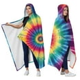 thumbnail image 2 of Wearable Blanket,Colorful Tie Dye Mandala Pattern Hooded Wearable Flannel Blanket for Adults & Teens,Winter Poncho Shawl Wrap Cape Cozy Anti-Pill,60"x80", 2 of 5